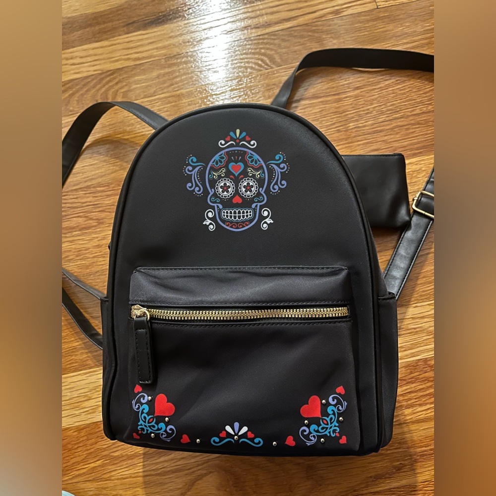 New with tag Sugar skull backpack and coin pouch